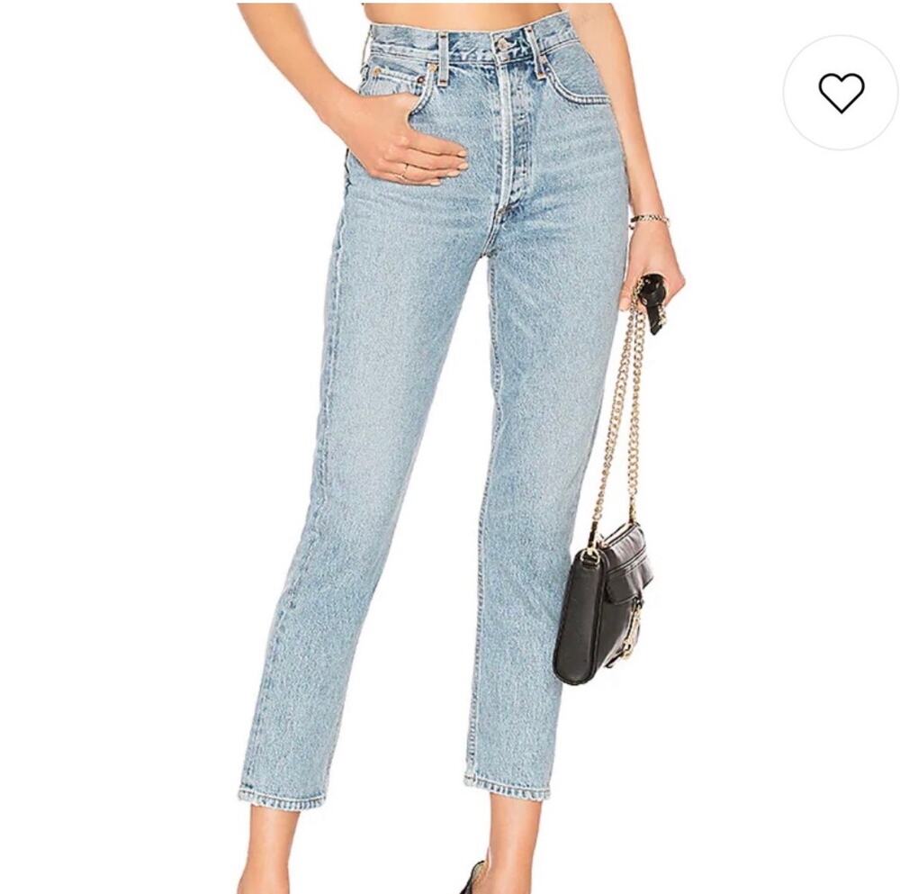 Agolde Riley High Rise High Waist Straight Crop Denim Jeans Size 24